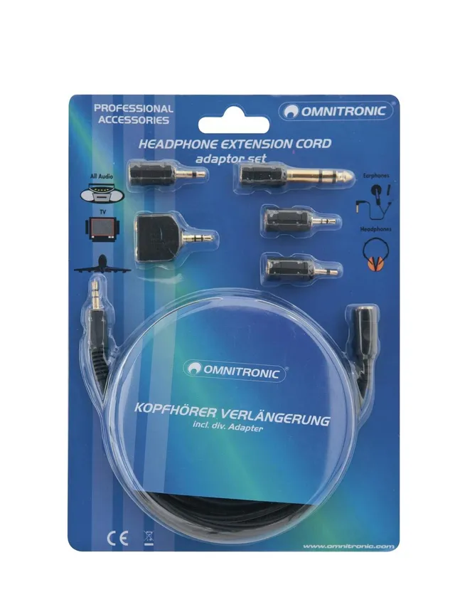 omnitronic-kopfh-rerverl-ngerung-3m-mit-adapterset-verl-ngerungskabel image 1