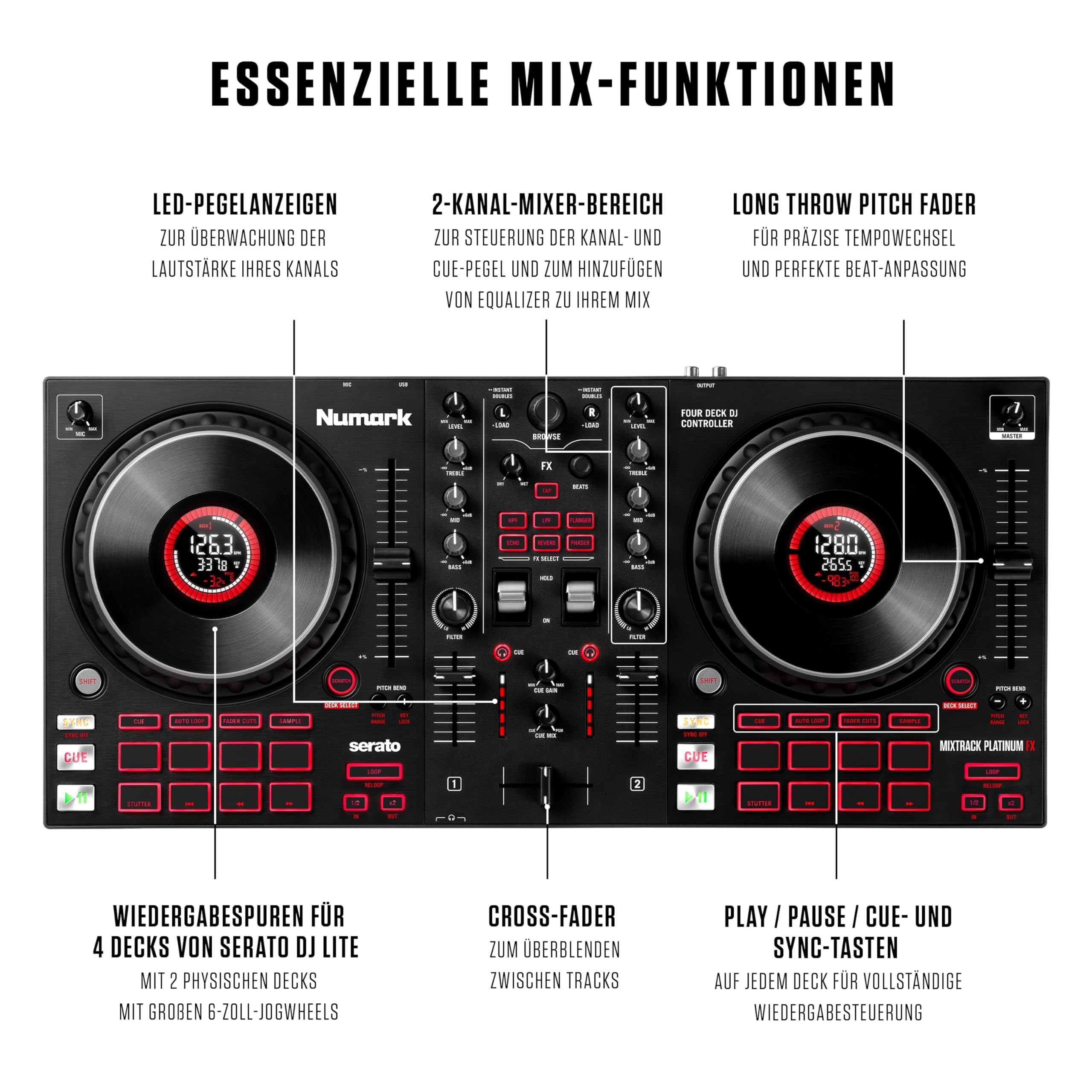 numark-mixtrack-platinum-fx-4-deck-dj-controller-mit-jogwheel-displays image 3