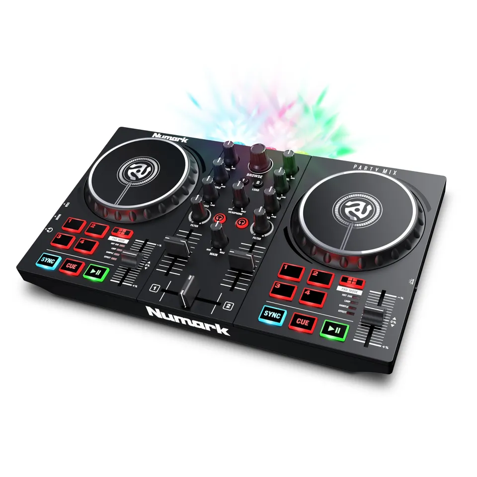 numark-party-mix-ii-dj-controller-mit-led-lightshow-und-audio-interface image 1