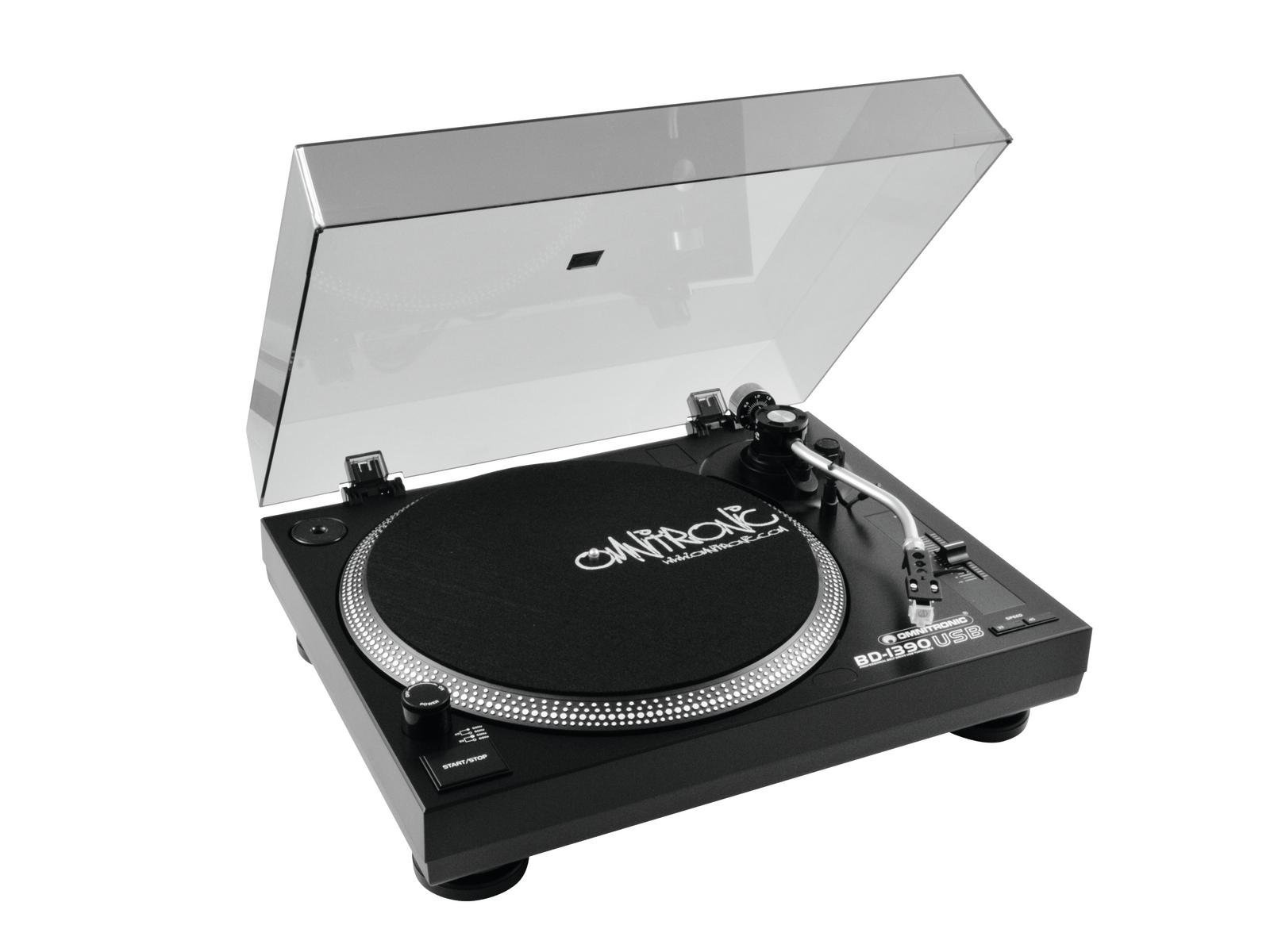 omnitronic-bd-1390-usb-plattenspieler-schwarz-riemenantrieb-dj-turntable-mit-usb image 1