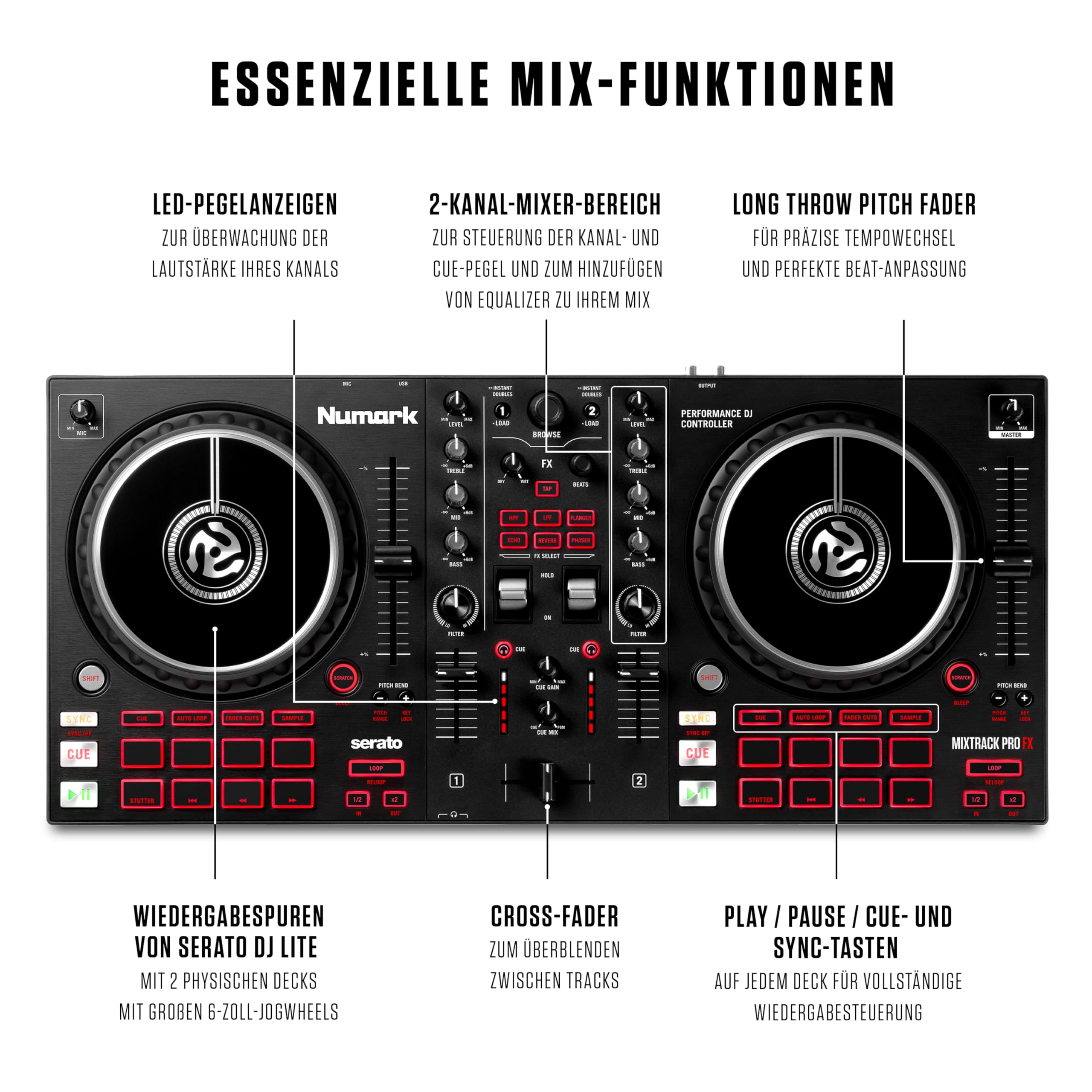 numark-mixtrack-pro-fx-2-deck-serato-dj-controller-mit-audio-interface image 3