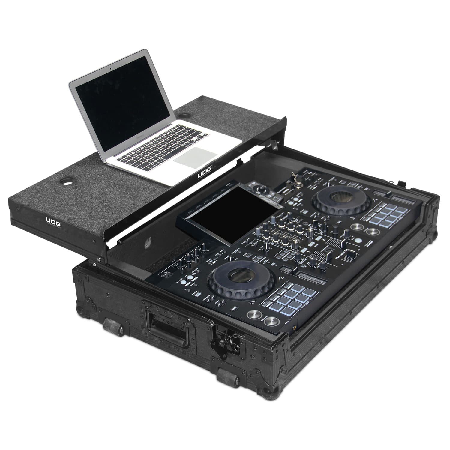 udg-ultimate-flight-case-pioneer-dj-xdj-rx3-black-plus-mit-laptop-shelf-rollen image 5