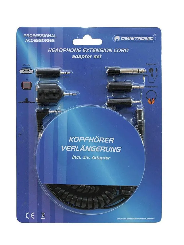 omnitronic-kopfh-rerverl-ngerung-5m-mit-adapterset-verl-ngerungskabel image 1