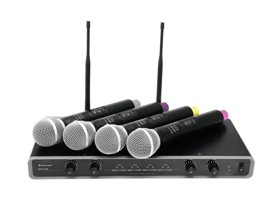 omnitronic-uhf-104-funkmikrofon-system-4-kanal-4x-handmikrofon-uhf-pll image 1