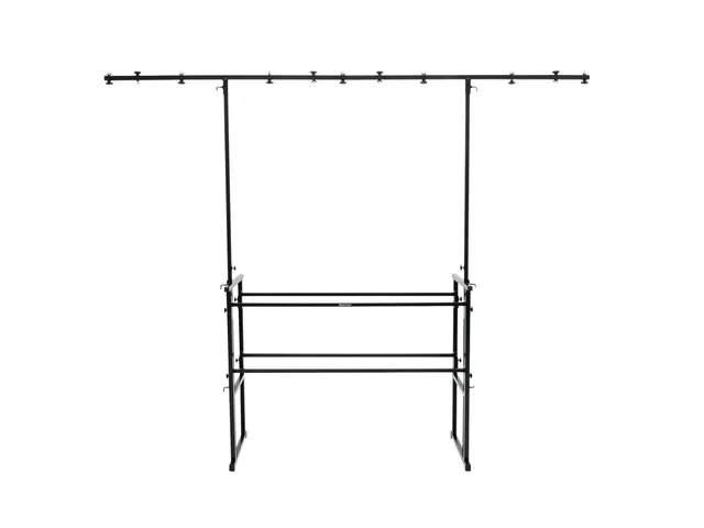 omnitronic-mobile-dj-stand-xl-dj-tisch-aus-stahlrohr-mit-lichttraverse image 1