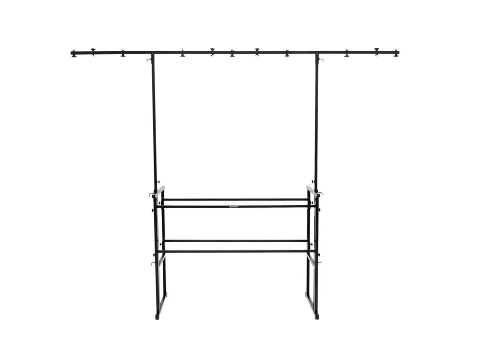 omnitronic-mobile-dj-stand-xl-dj-tisch-aus-stahlrohr-mit-lichttraverse image 1