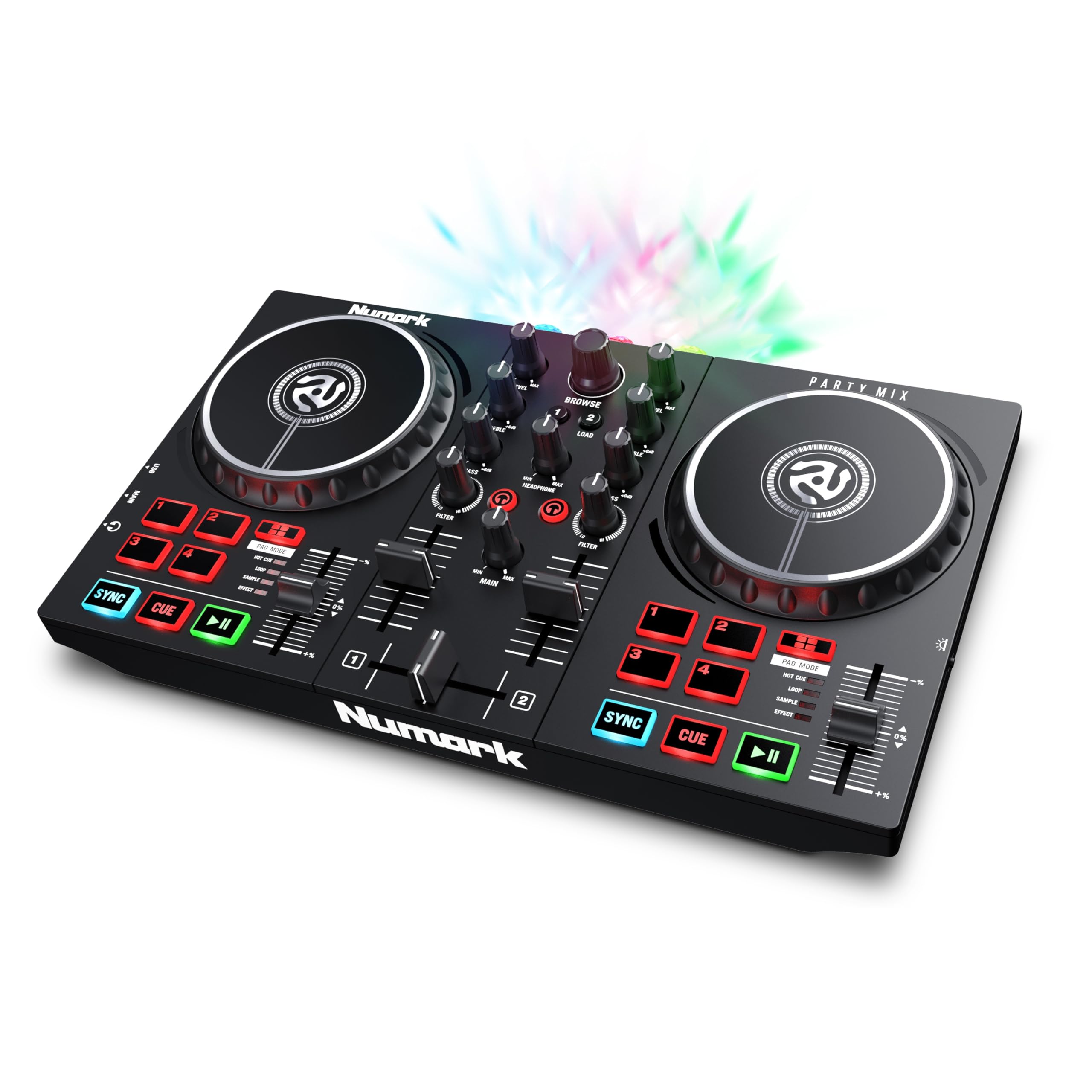 numark-party-mix-ii-dj-controller-mit-led-lightshow-und-audio-interface image 1