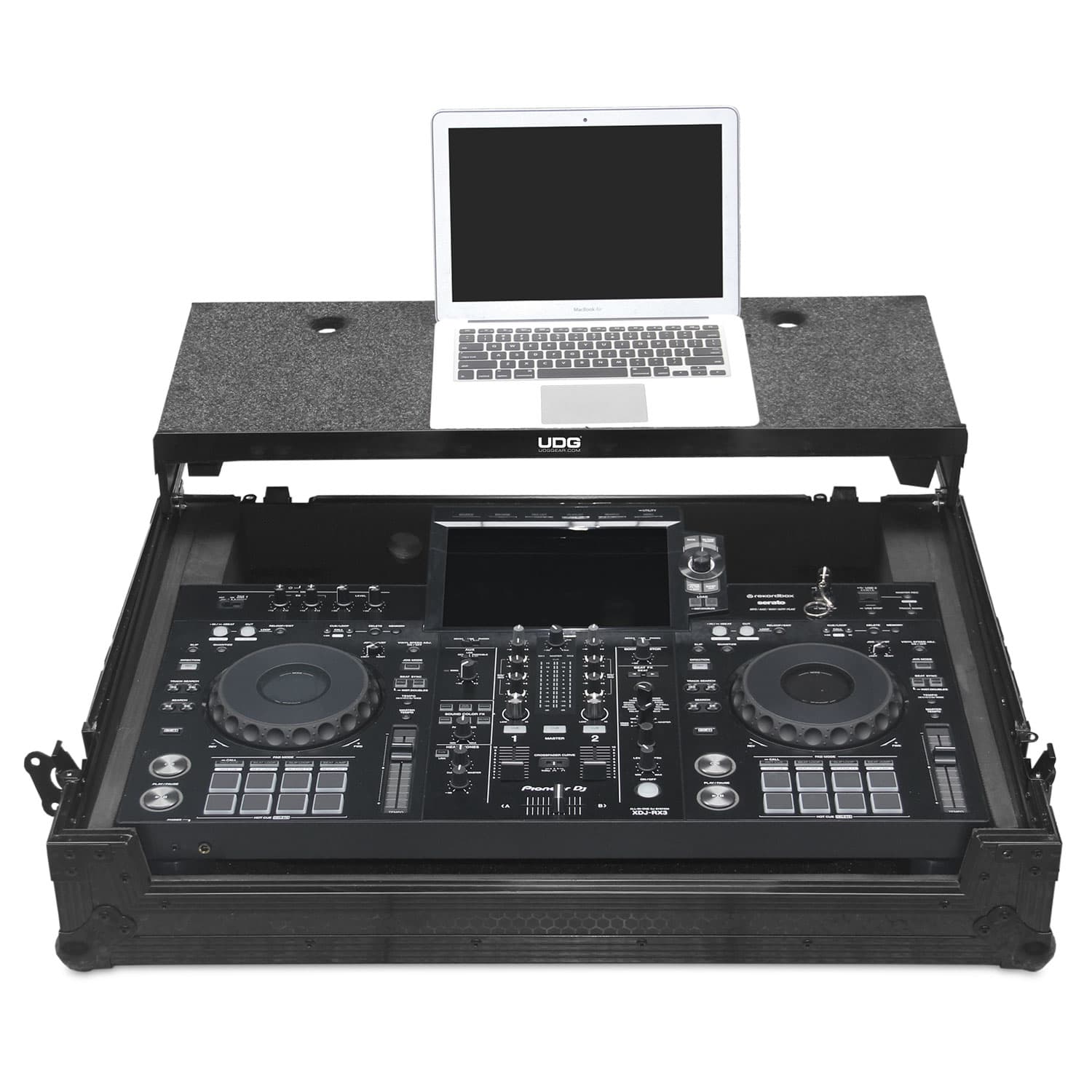 udg-ultimate-flight-case-pioneer-dj-xdj-rx3-black-plus-mit-laptop-shelf-rollen image 1