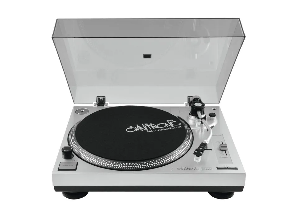 omnitronic-bd-1350-dj-plattenspieler-silber-riemenantrieb-mit-tonabnehmer-und-st image 1
