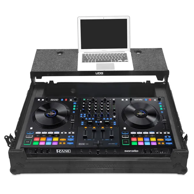 udg-ultimate-flight-case-rane-performer-four-black-plus-mit-laptop-shelf-rollen image 1