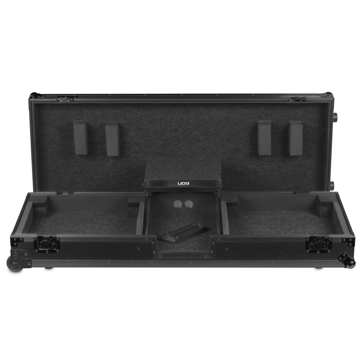 udg-ultimate-flight-case-set-plx9-sl1200-black-mk2-plus-laptop-shelf-wheels-turn image 5