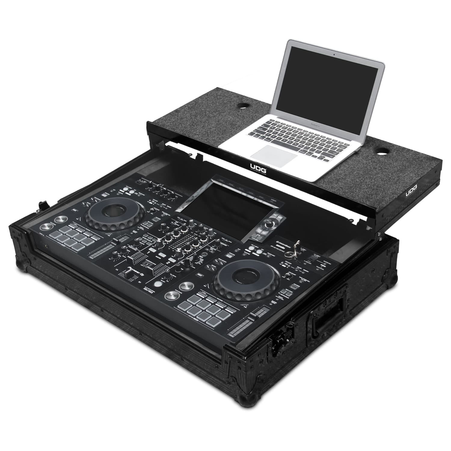 udg-ultimate-flight-case-pioneer-dj-xdj-rx3-black-plus-mit-laptop-shelf-rollen image 3