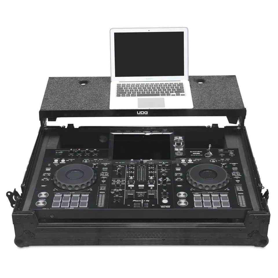 udg-ultimate-flight-case-pioneer-dj-xdj-rx3-black-plus-mit-laptop-shelf-rollen image 1