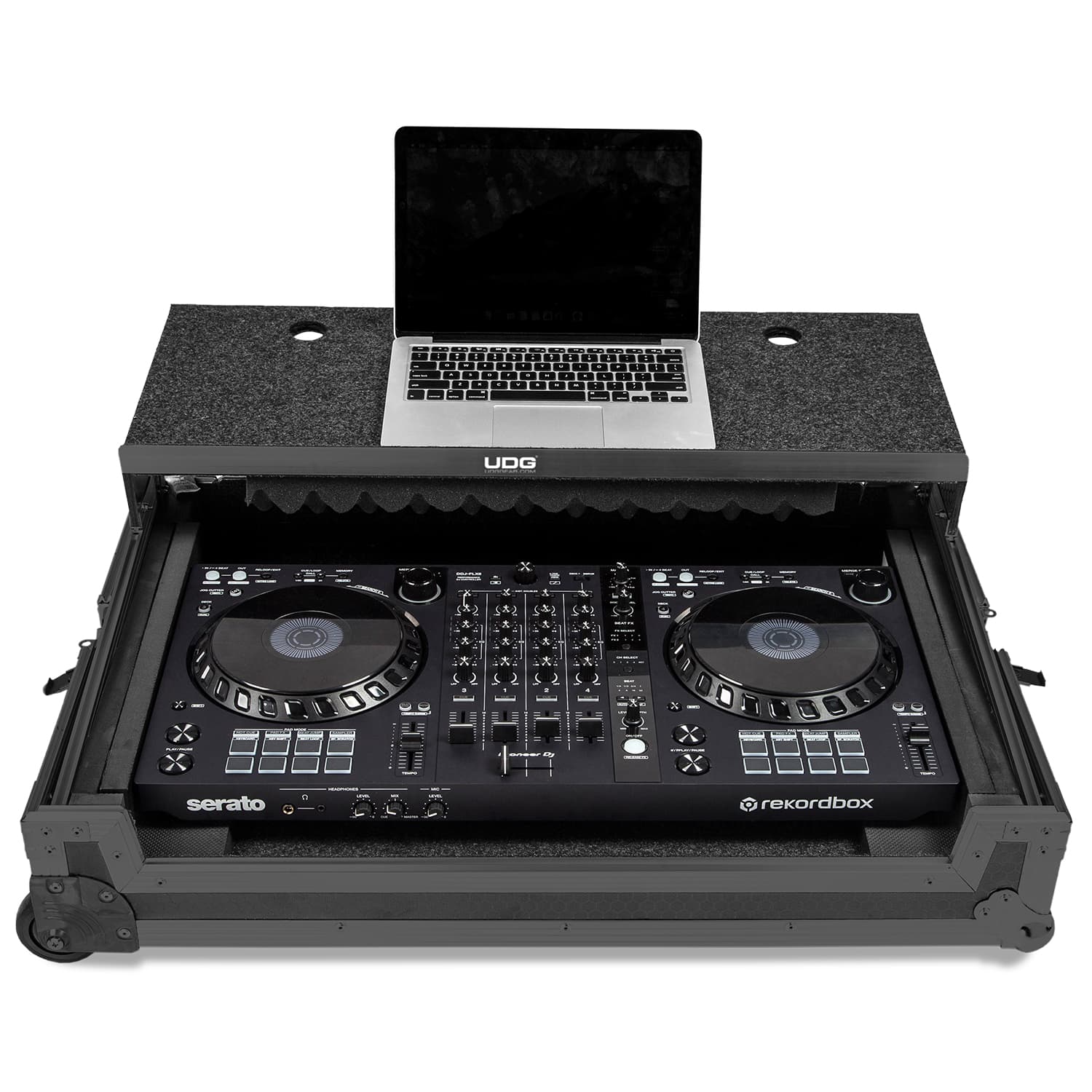 udg-ultimate-flight-case-multi-format-xxl-black-plus-mit-laptop-shelf-trolley-ro image 2