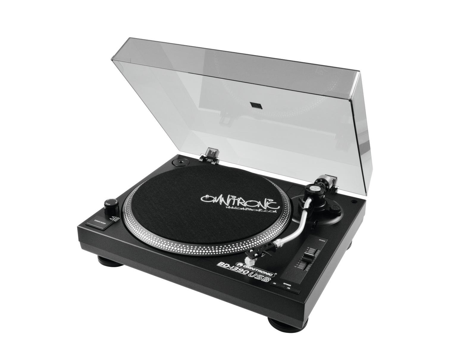 omnitronic-bd-1390-usb-plattenspieler-schwarz-riemenantrieb-dj-turntable-mit-usb image 2