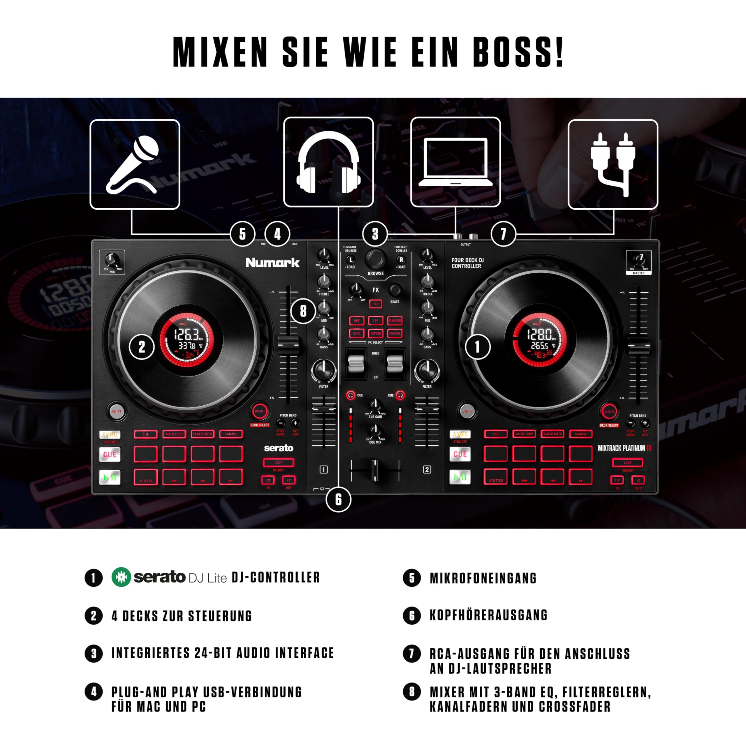 numark-mixtrack-platinum-fx-4-deck-dj-controller-mit-jogwheel-displays image 2