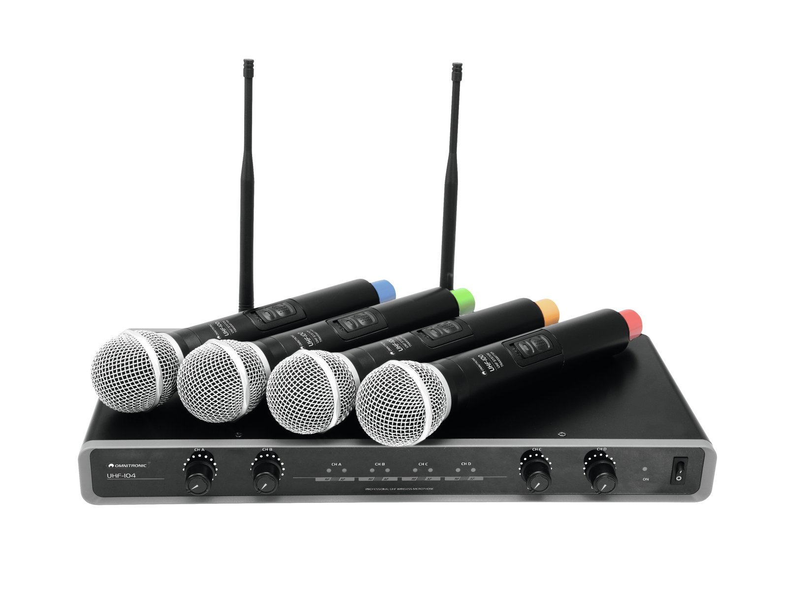 omnitronic-uhf-104-funkmikrofon-system-4-kanal-mit-4-handmikrofonen-uhf-pll image 1