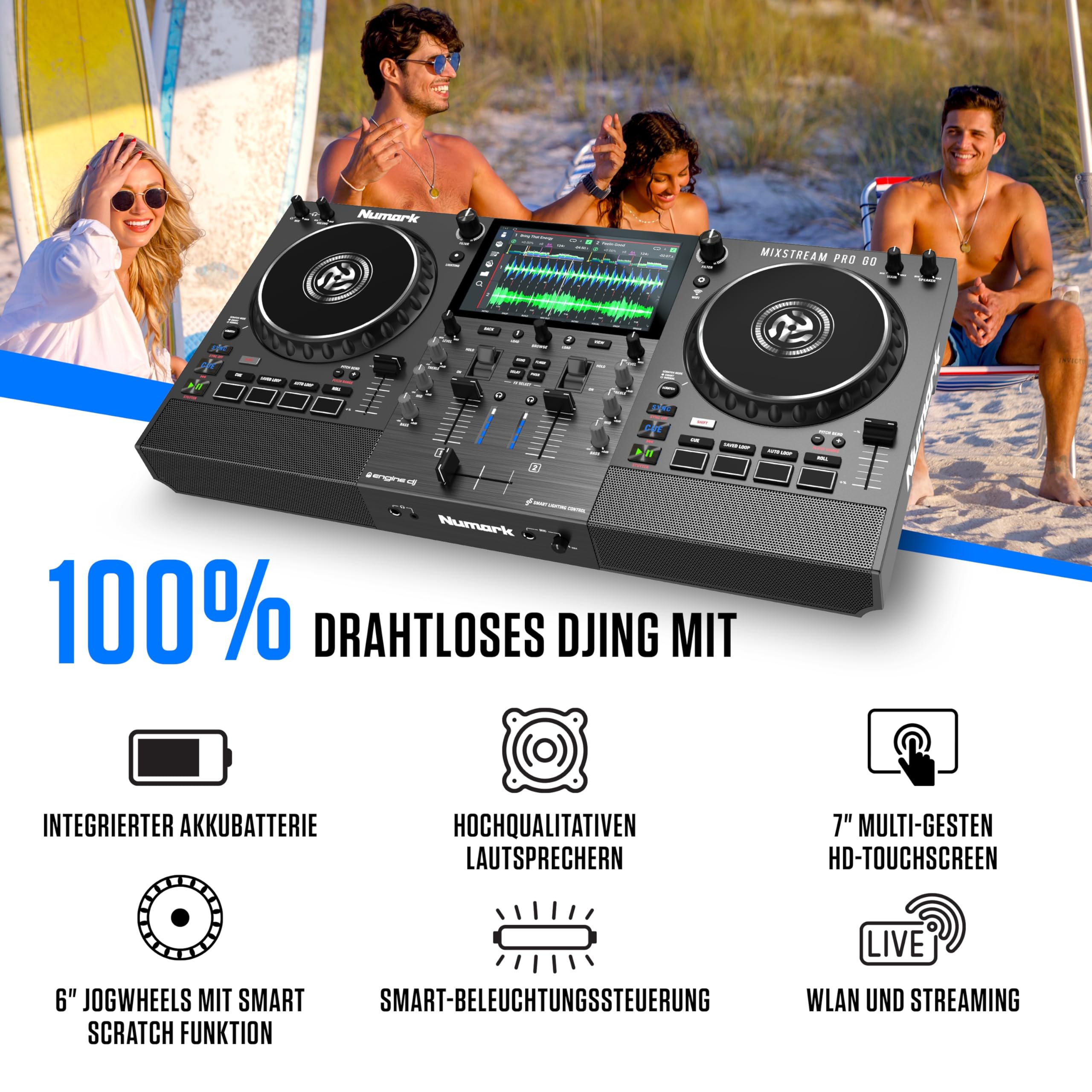 numark-mixstream-pro-go-tragbarer-dj-controller-mit-akku-wlan-und-lautsprecher image 2