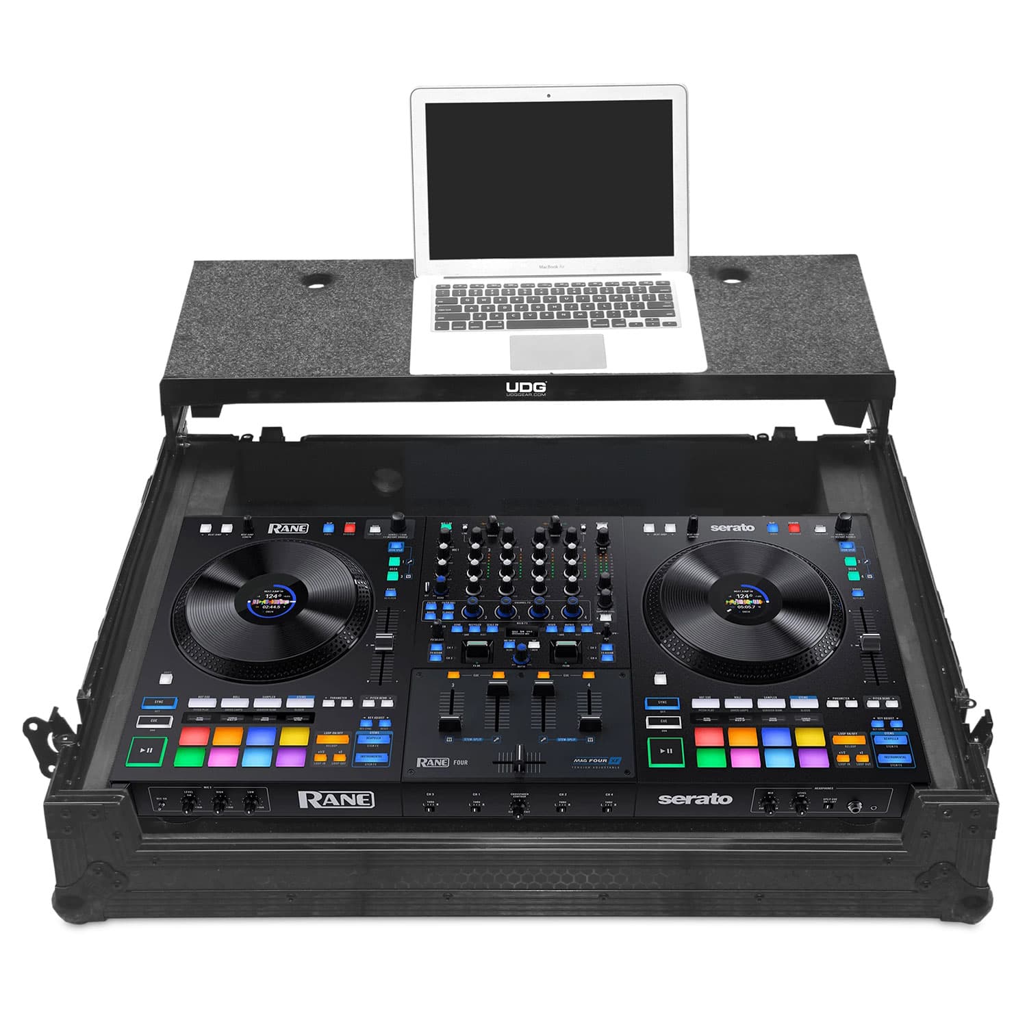 udg-ultimate-flight-case-rane-performer-four-black-plus-mit-laptop-shelf-rollen image 1