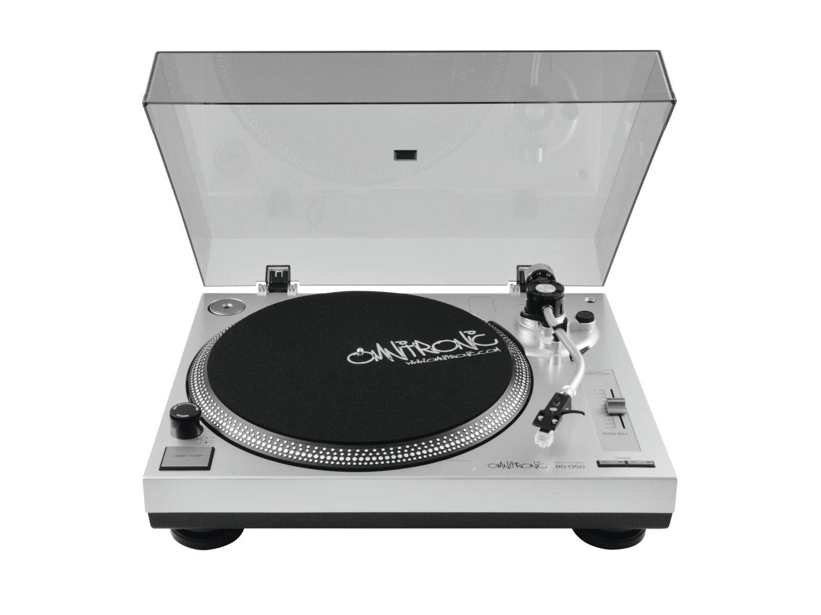 omnitronic-bd-1350-dj-plattenspieler-silber-riemenantrieb-mit-tonabnehmer-und-st image 1