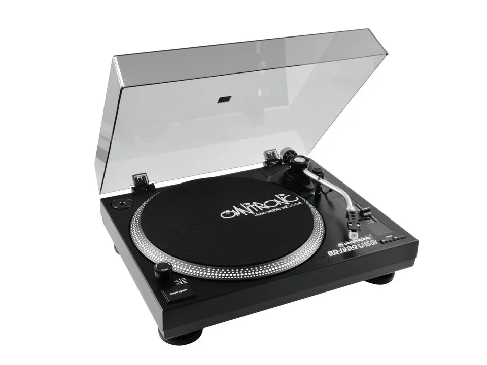 omnitronic-bd-1390-usb-plattenspieler-schwarz-riemenantrieb-dj-turntable-mit-usb image 1
